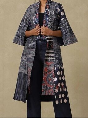Soft Surrounding Patchwork Boho Artsy Eclectic Kimono Duster